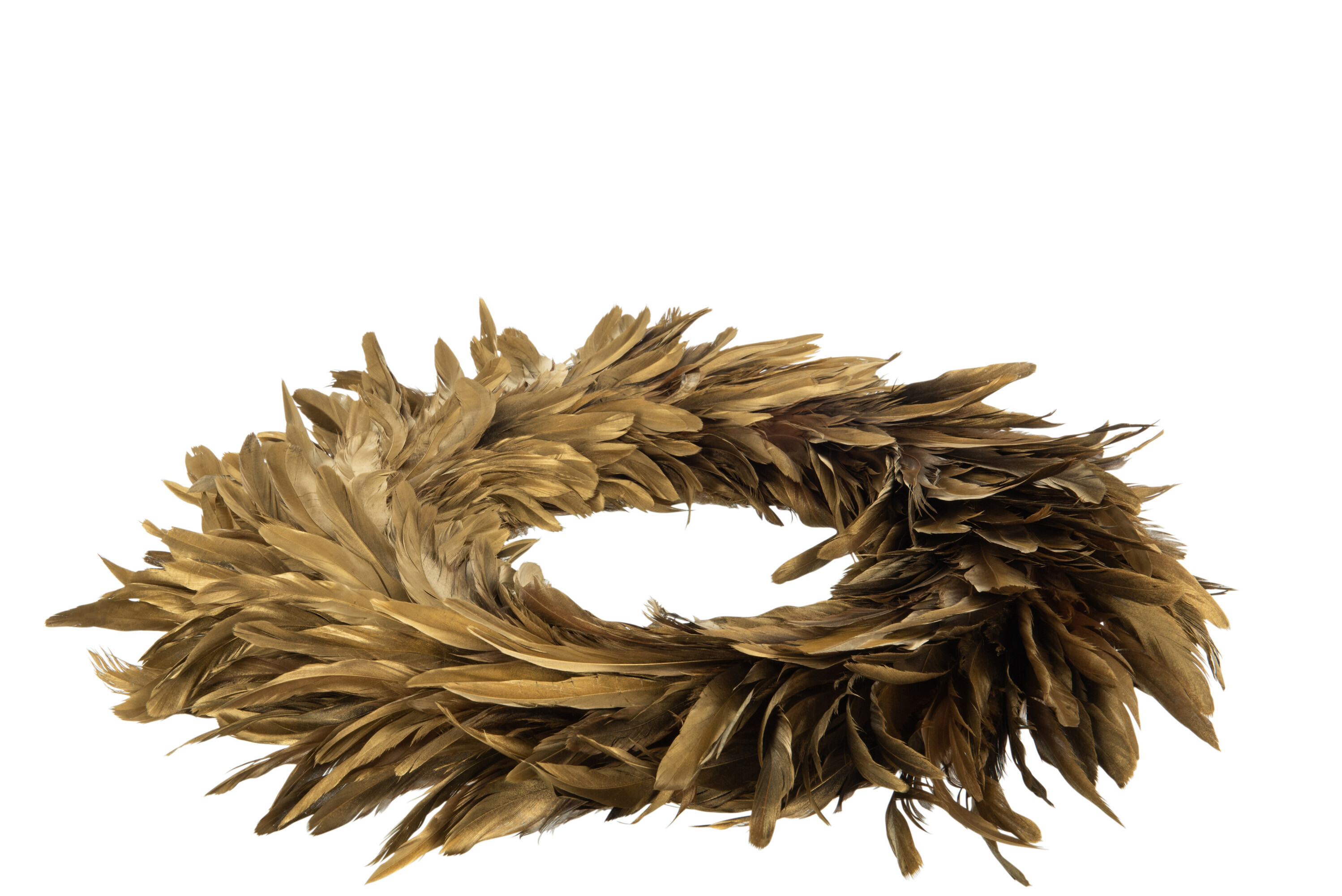 COURONNE DECO PLUMES OR