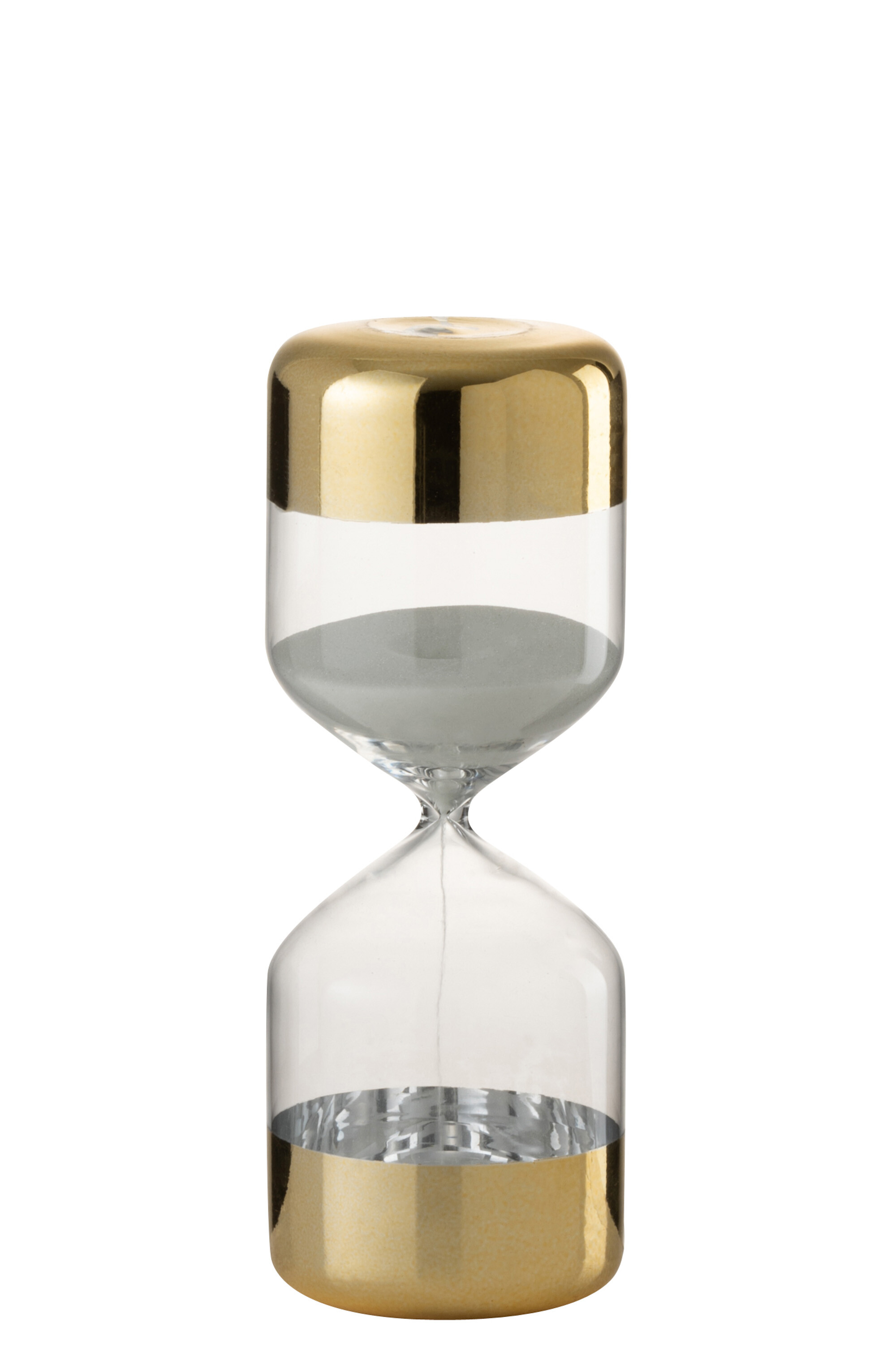 J-Line Zandloper | Glas | Transparant - Goud | 9x9x (h)24.5 Cm