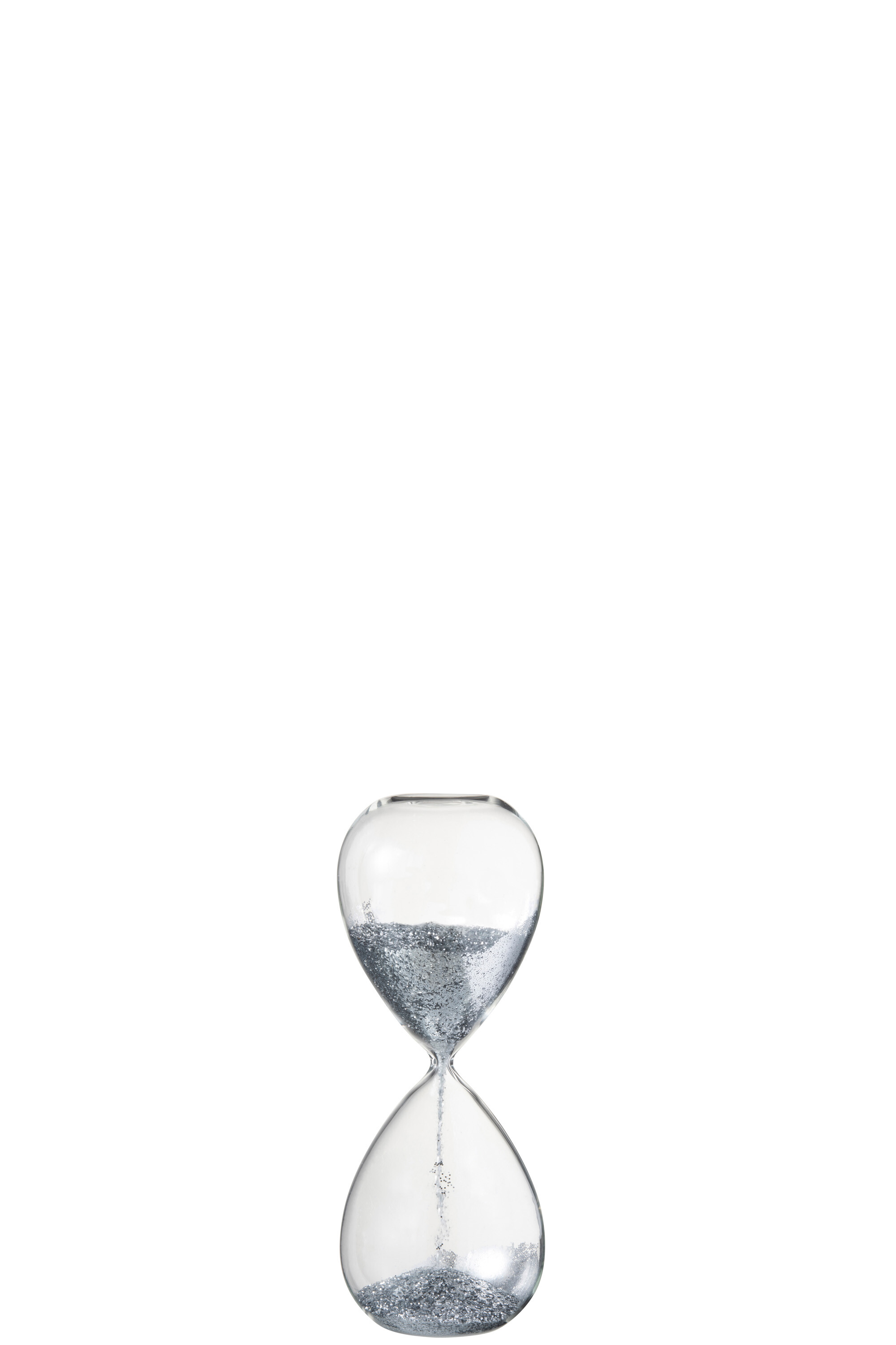 J-Line Zandloper | Glas | Zilver - Transparant | 7x7x (h)16.5 Cm