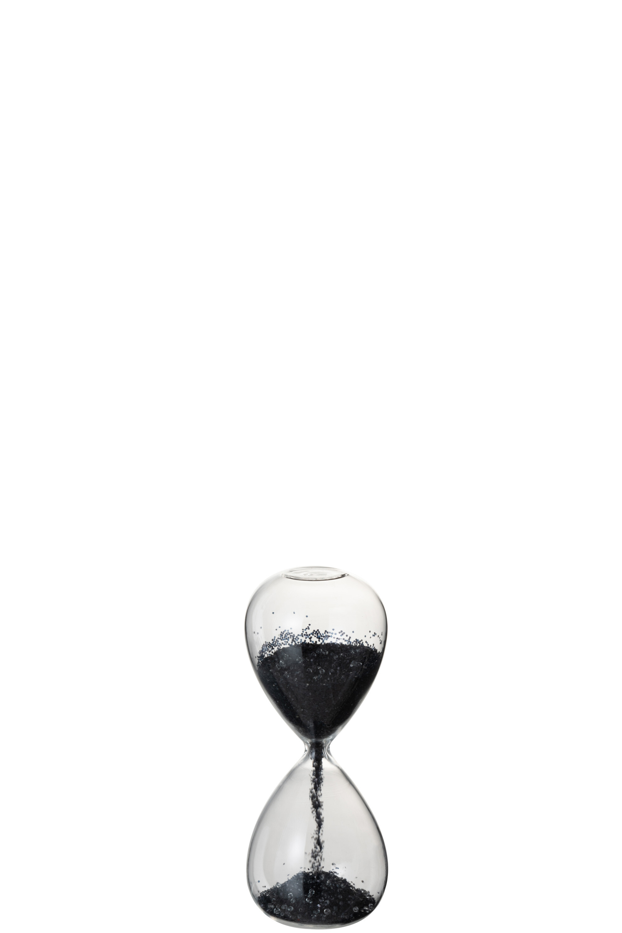 J-Line Zandloper | Glas | Transparant - Zwart | 7x7x (h)17 Cm