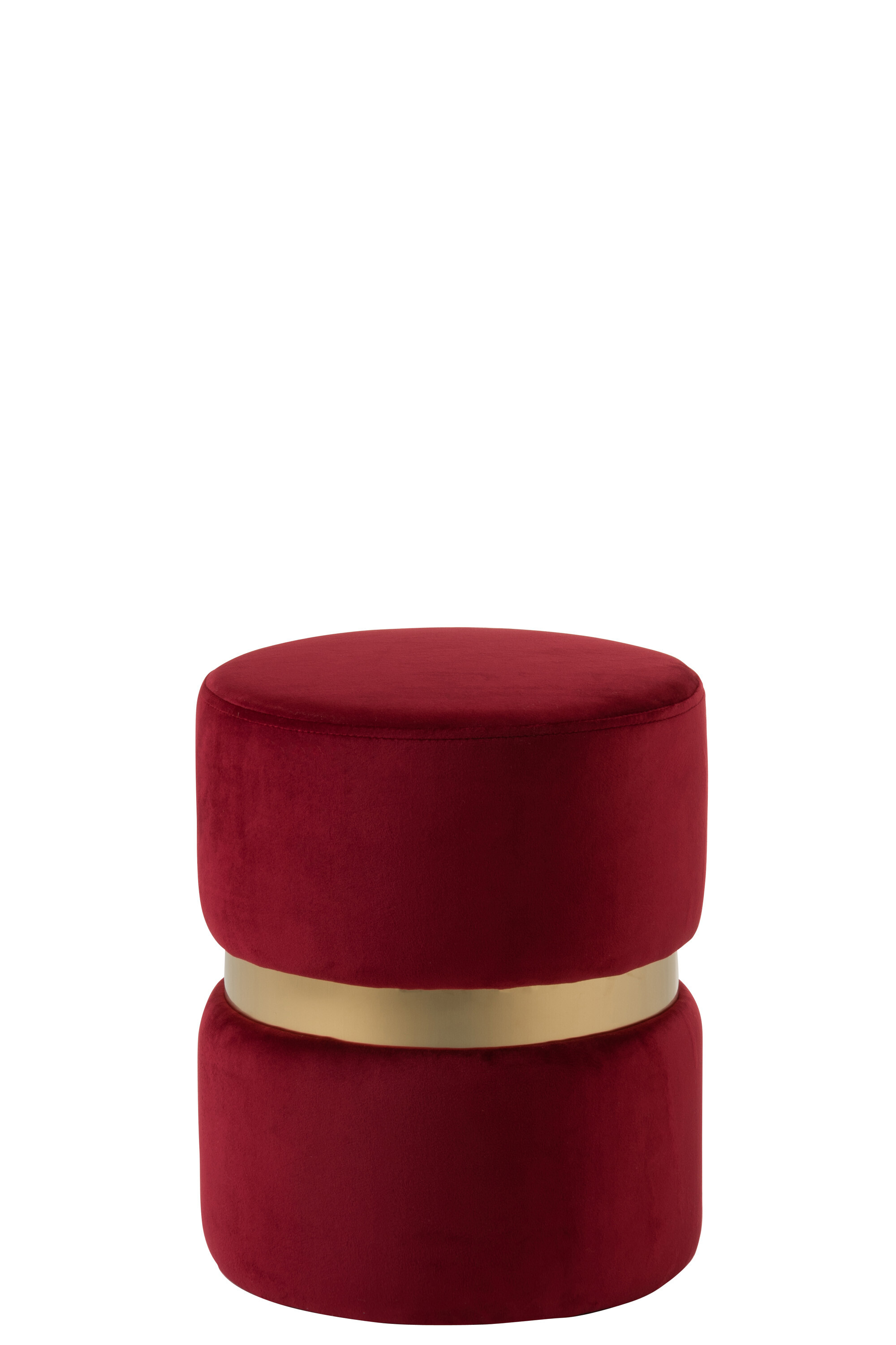 POUF ROND VELOURS ROUGE/OR